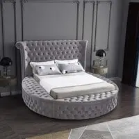 In House Lotus Velvet Bed Frame - King - 200x180 cm - Gray