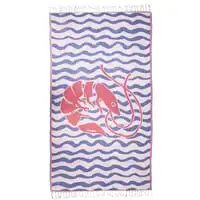 ANEMOSS Shrimp Patterned Turkish Peshtemal 100% Cotton Free of Microfiber Synthetic and Polyester Soft Quick Dry Versatile Beach Pool and Bath Peshtemal for Kids and Adults 39x70 in 100x180 cm