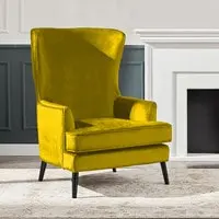 In House Velvet Royal Chair With Wingback And Arms - Gold - E7