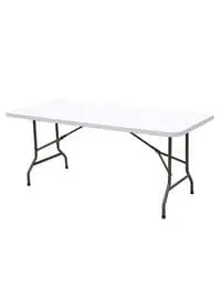 Sky-Touch Folding Lightweight Plastic Trestle Outdoor Camping Table, Heavy Duty , For Outdoor, Picnic, For BBQ Party, Folds In Half With Carry Handle, 180X75X75cm, White