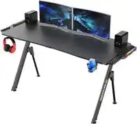 Data Zone Gaming Desk 156cm, Professional RGB Gaming Table, Workstation Home Office Computer Desk With Large Carbon Fiber Surface, Cup Holder, Headphone Hook And Cable Clamp, Blade Gt-V2 GRB, Black