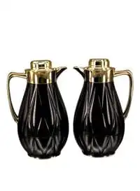 Royal Camel Vacuum Flask Set Tea And Coffee 2 Pieces 1Liter Black/Golden