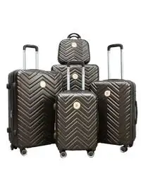Star Line 5-Piece Luggage Trolley Set Dark Brown