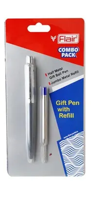قلم فلير نصف معدني مع عبوة معدنية ضخمة