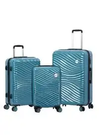 مجموعة حقائب سفر مودز أب من بيج ديزاين مكونة من 3 قطع مع عجلات دوارة باللون الأزرق الفولاذي