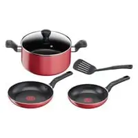 Tefal G6 Super Cook 5 Pieces Set Red - Includes 20cm / 24cm Frypans / 24cm Stewpot + Lid / Long Spatula