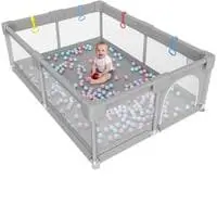 Dreeba Children's Playpen With balls and Handrails - 200*200*65 cm - Gray