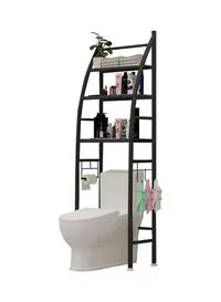 المفرج حامل منظم لرف خزانة المرحاض، اسود، 44×25×166 سم