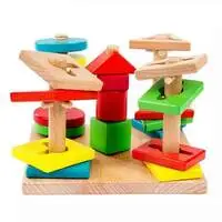 Babylove Wooden Building Blocks Enlighten Intelligence  Assemblage