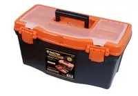 صندوق أدوات بلاستيكي محسن من تاكتيكس، برتقالي/أسود، 50x26x24 سنتيمتر