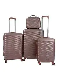 طقم حقائب أمتعة بعجلات من مورانو مكون من 4 قطع باللون الذهبي الوردي