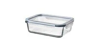 Food container with lid, rectangular glass/plastic1.0 l