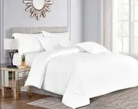 Sleep Night Hotel Stripe 6 Pieces Soft Comforter Set King Size 220x240cm Horizontal Striped Pattern With Tie Closure Style White