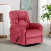 American Polo Velvet Rocking & Rotating Recliner Chair - Dark Pink - American Polo
