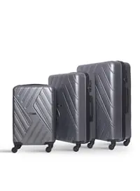 Parajohn 3-Piece Hard Side ABS Luggage Trolley Set 20/24/28 Inch, Silver