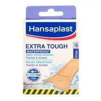 Hansaplast Extra Robust Waterproof Textile Plasters, Durable and Waterproof Plasters with Extra Strong Adhesion, Flexible and Breathable Wound Plasters 16 Strips