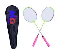 MG Badminton Racket Set Of 2 With Carry Bag Pink/Green