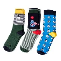 Biggdesign Mens Cotton 3-Pair Pack Patterned Socks,  Ankle High Dress and Casual Socks For Men, Cool Crew Socks, Animal Themed Colorful Bulk Socks
