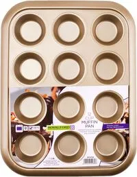 Royalford 12 Cup Muffin Pan, Oven-Safe Muffin And Cupcake Tray, Essential Non-Stick Yorkshire Pudding Tray For Baking