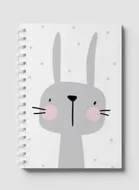Lowha Spiral Notebook With 60 Sheets And Hard Paper Covers With Rabbit Cartoon & Dots Design, For Jotting Notes And Reminders, For Work, University, School
