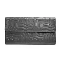 Cross Charol Nappa flap wallet with back zip Black - AC518302N-1