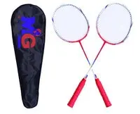 MG Badminton Racket Set Of 2 With Carry Bag Red/White