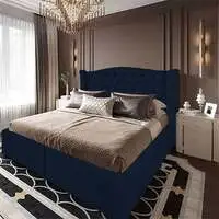 هيكل سرير كتان الدمشقي من إن هاوس - مقاس كوين - 200×140 سم - أزرق داكن