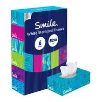 Smile facial tissues 80 sheets x 6 pack