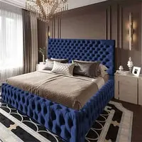 In House Valencia Velvet Bed Frame - Queen - 200x150 cm - Dark Blue