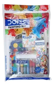 Back To School Set From DOMS For Painting 9 Items (Drawing Book, Colour Pencil Pack, Oil Pastel Pack, Water Colour Cake Pack, Water Colour Pen Pack, Wax Crayon Pack, Pencil, Eraser, Sharpener)