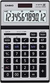 Casio Silver Compact Calculator, 12 Digits, JS-120TVS-SR-W-DH