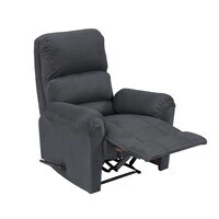 In House Velvet Rocking Recliner Chair - Dark Grey - AB09