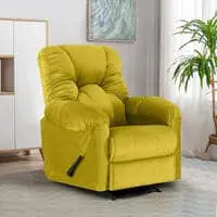 American Polo Velvet Rocking & Rotating Recliner Chair - Gold - American Polo