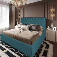 هيكل سرير كتان من In House Lujin - مقاس كينج - 200×200 سم - تركواز