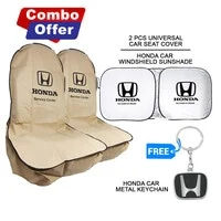 عرض كومبو - اشتري قطعتين من غطاء مقعد هوندا + مظلة للزجاج الأمامي للسيارة واحصل على سلسلة مفاتيح معدنية لسيارة هوندا مجانًا