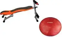 فتنس وورلد جهاز تقوية الظهر وعضلات المعدة، مع كرة اليوجا فتنس وورلد، أحمر، 95 سم