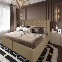 In House Al Dimashqi Linen Bed Frame - Queen - 200x150cm - Beige