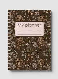 Lowha Spiral Notebook With 60 Sheets And Hard Paper Covers With Floral Gifts & Key Planner Design, For Jotting Notes And Reminders, For Work, University, School