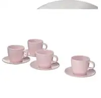 Cup with saucer, matt light pink25 cl,4pack