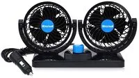 Generic Mitchell 12V Mini Electric Car Fan Low Noise Summer Car Air Conditioner 360 Degree Rotating 2 Gears Adjustable Air Cooling Fan