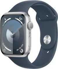 Apple Watch Series 9 [GPS 41mm] Smartwatch with Silver Aluminum Case with Storm Blue Sport Band M/S. Fitness Tracker, Blood Oxygen & ECG Apps, Always-On Retina Display, Water Resistant