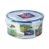 Lock & Lock Classic Stackable Airtight Round Food Container Clear/Blue 600ml