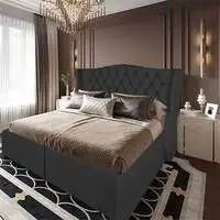 إطار سرير من الكتان من In House Taj Mahal - مفرد - 200x120 سم - رمادي غامق