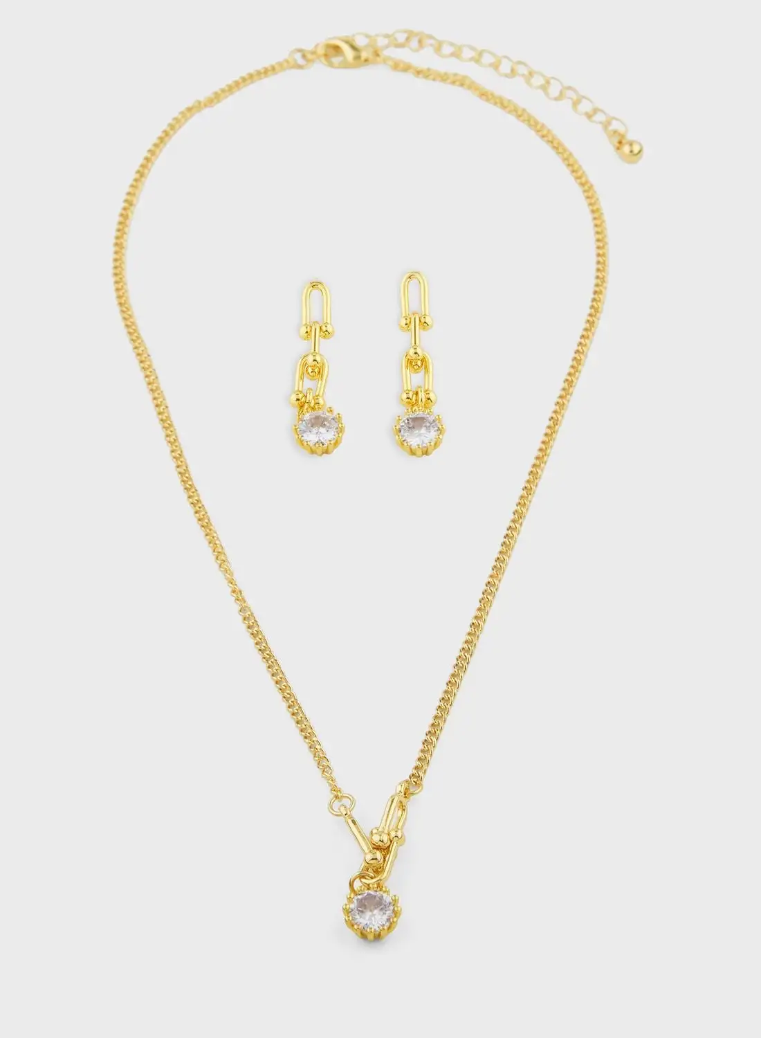 ELLA Stone Detail Pendant Necklace & Drop Earrings Set