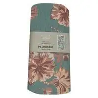 LA Collection 144 Thread Count Cotton Casa Floral Designed Pillow Case Grey Brown 50x75cm