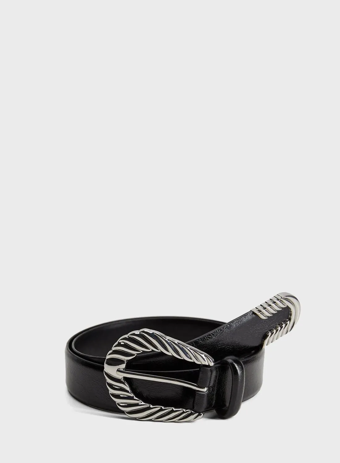 MANGO Embossed Colette Belt Black