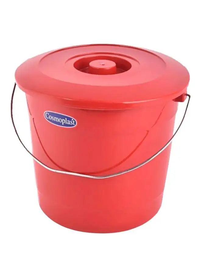 Cosmoplast 5-Liter Round Plastic Bucket With Steel Handle Red