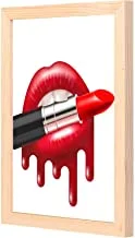 LOWHA Lips Love Lipstick Wall Art with Pan مؤطر خشبي جاهز للتعليق للمنزل ، غرفة النوم ، غرفة المعيشة والمكتب ، ديكور المنزل مصنوع يدويًا ، لون خشبي 23 × 33 سم من LOWHA