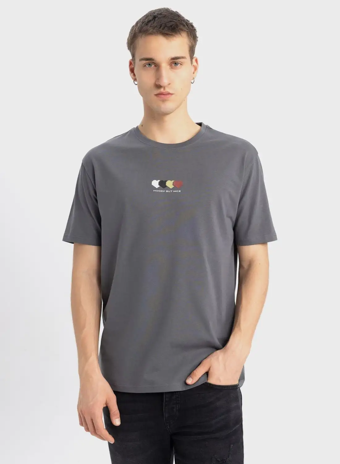 DeFacto Regular Fit Crew Neck Printed T-Shirt