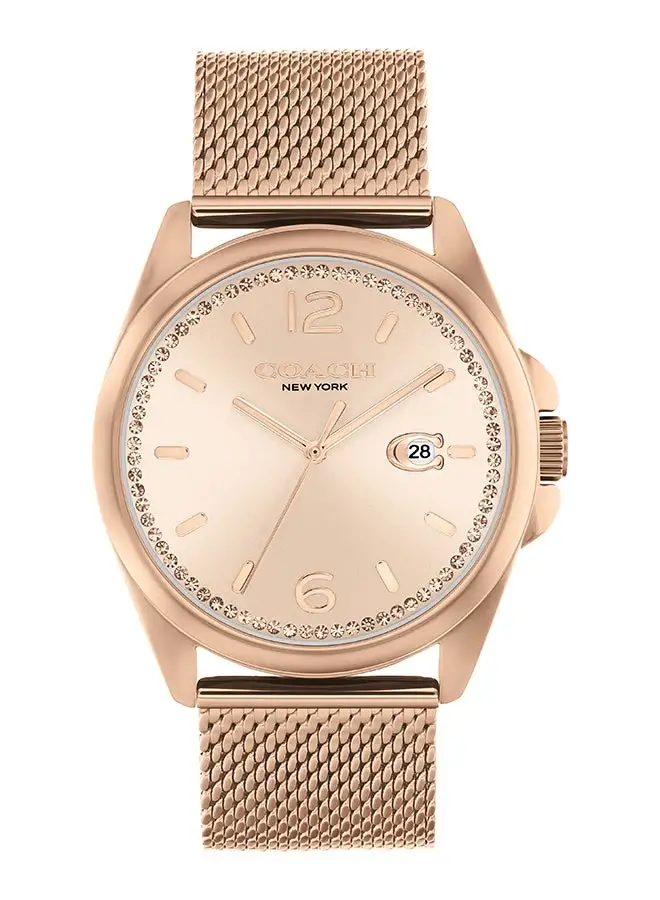 COACH Women's Analog Round Shape Stainless Steel Wrist Watch 14504253 - 41 Mm